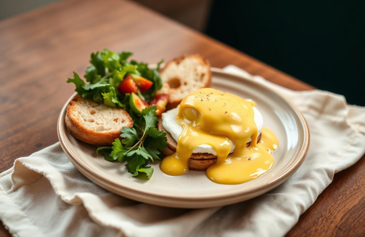 Eggs benedict brunch plate