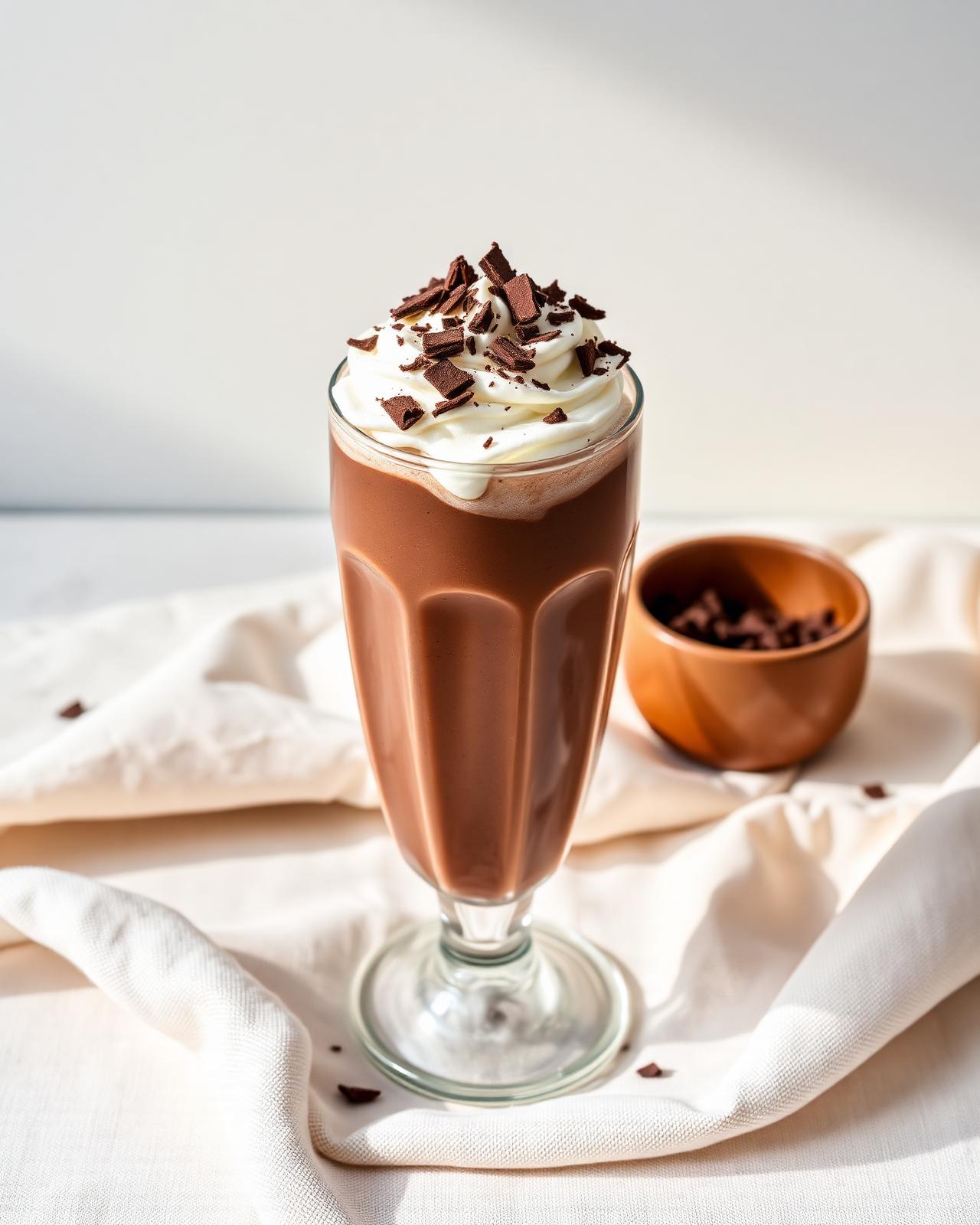 Chocolate milkshake with whipped cream