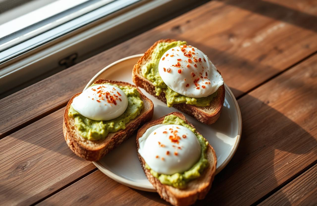 Avocado and poached egg on sourdough